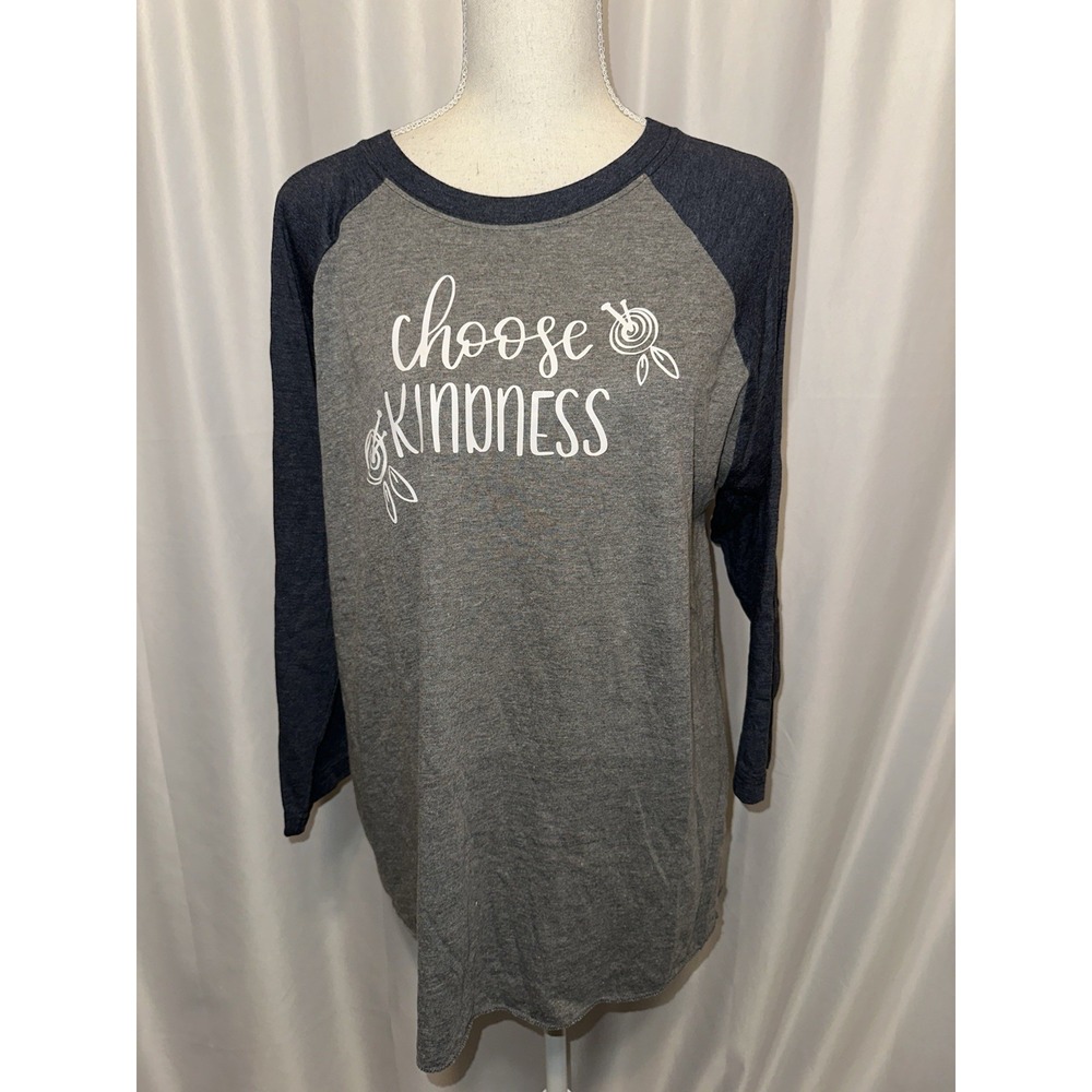 Next Level Baseball Tee Women's Size M Choose Kindness Gray Pullover Crew Neck